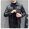 Lapel leather jacket men are so nice leather jacket spring and autumn thin trendy handsome sheepskin pattern Haining locomotive clothing men's jacket