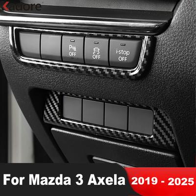 Pro Mazda 3 Axela BP - 2024 2025 Panel s tlačítkem spínače světlometů z uhlíkových vláken Krytka ozdobná Vnitřní doplňky