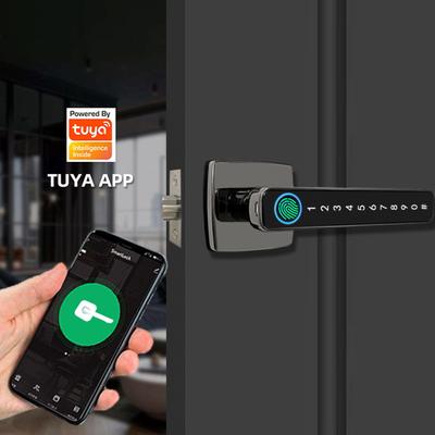 Fingerprint Smart Door Lock with Handle 4 In 1 Keyless Entry Tuya APP Key Passcodes Smart Knobs for