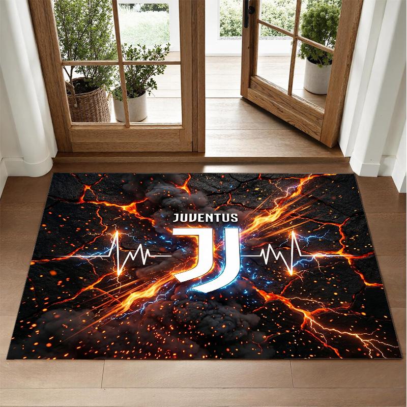 Juventus FC Design Crystal Velvet Rug Soft Decorative Mat for Bedroom Entrance
