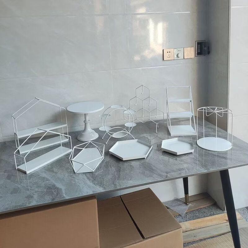 Elegant White Iron Art Dessert & Cake Display Stand Sets
