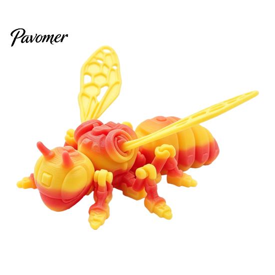 Lifelike Insect Model 3D Printed Bee Refrigerator Magnet, Realistic Flexible Joint Figurine, Articulated Jointed Toy Magnetic Decor for Kitchen Fridge