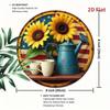 2D Sunflower Metal Wall Art Round Sign for Living Room Home Decor Holiday Gift