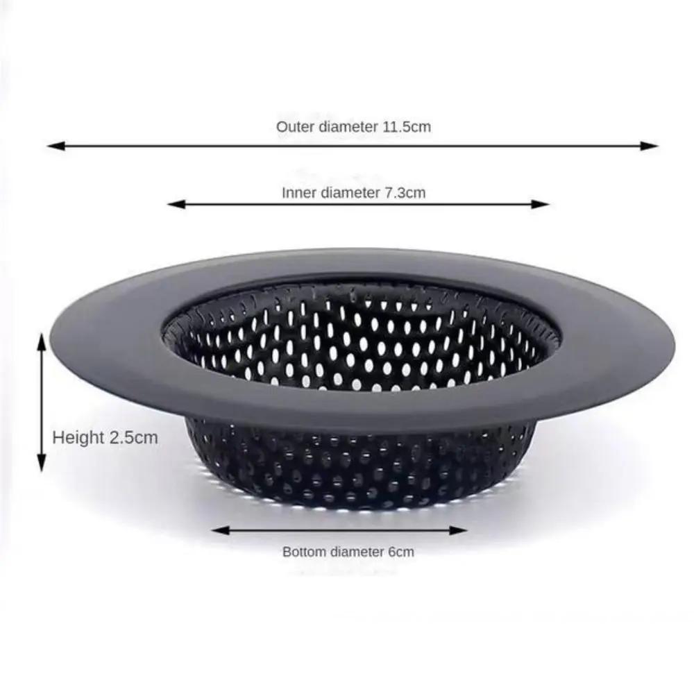 Stainless Steel Sink Strainer Anti Clog Black Drain Filter Hair Clean Up With Handle Mesh Trap Kitchen Bathroom Accessories