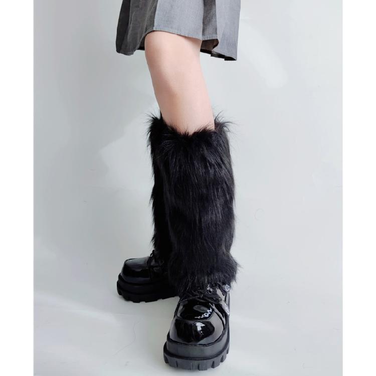Thermal Plush Leg Warmers Windproof Cold Protection Casual Formal Outfit Furry Boot Covers Footless Socks for Women