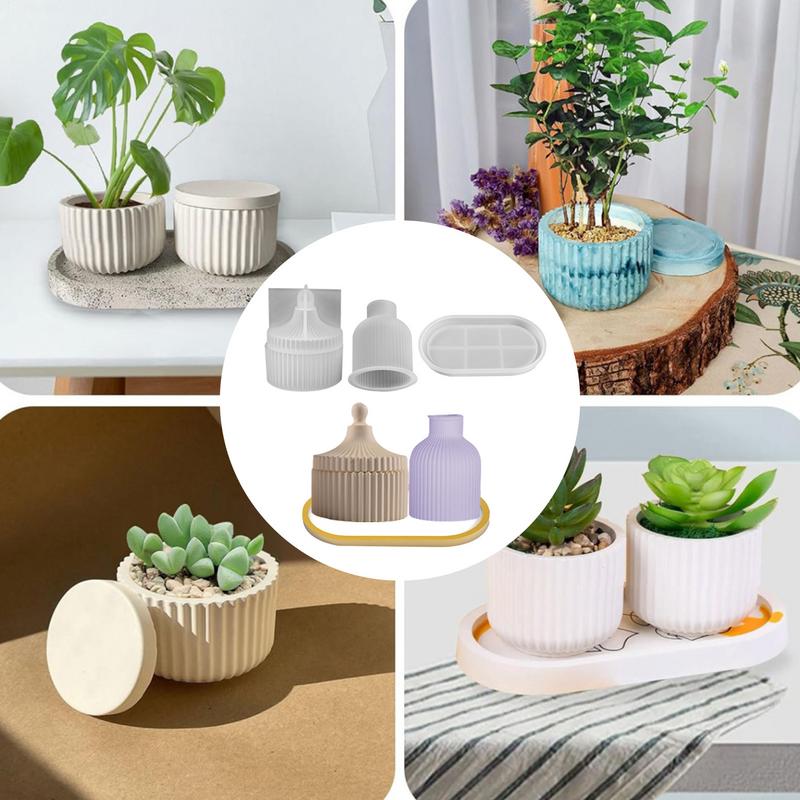 Silicone Flower Vase Molds Storage Container Moulds Silicone Flower Vases Casting Molds Epoxy Resin Molds For Making Flower