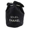 Mini Pool Bag Shoulder Bag Logo Drawstring Black Cotton Women Used
