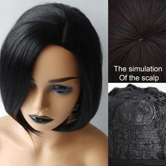 Women Daily Bobo Short Straight Hair Synthetic Wig Hairpiece for Party Cosplay