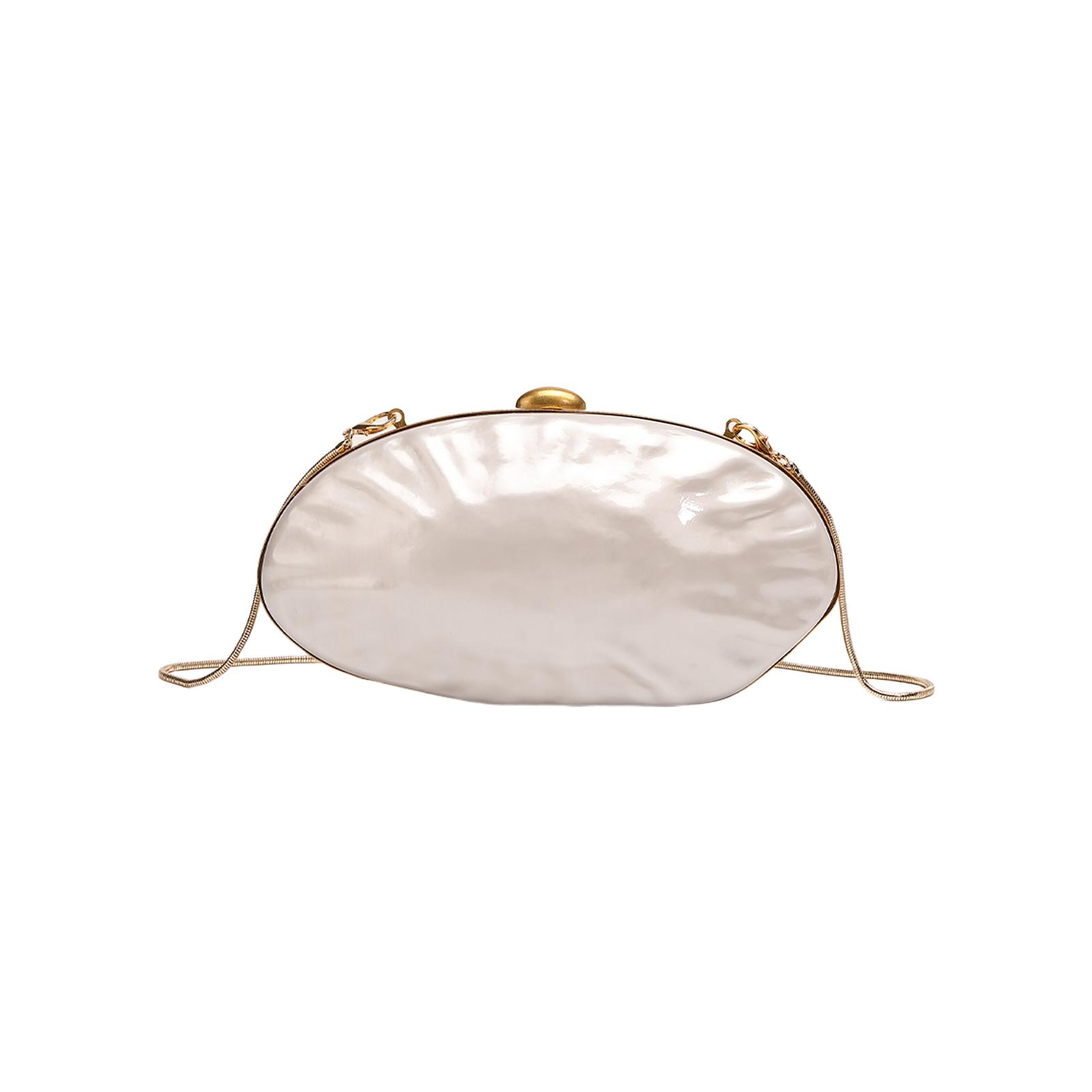 

Luxury Shell Clutch Bag Acrylic Pearl White Frame Purse Women Wedding Wallet Female Evening Party Cute Ivory Lady Pro Handbag