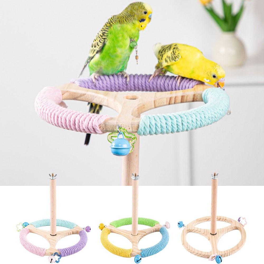 Solid Wood Wood Bird Training Stand Detachable Birds Grinding Perch Holder  Cockatoos