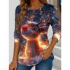 Women's Animal Print Round Neck Long Sleeved T-shirt Fashionable Casual Holiday Clothing