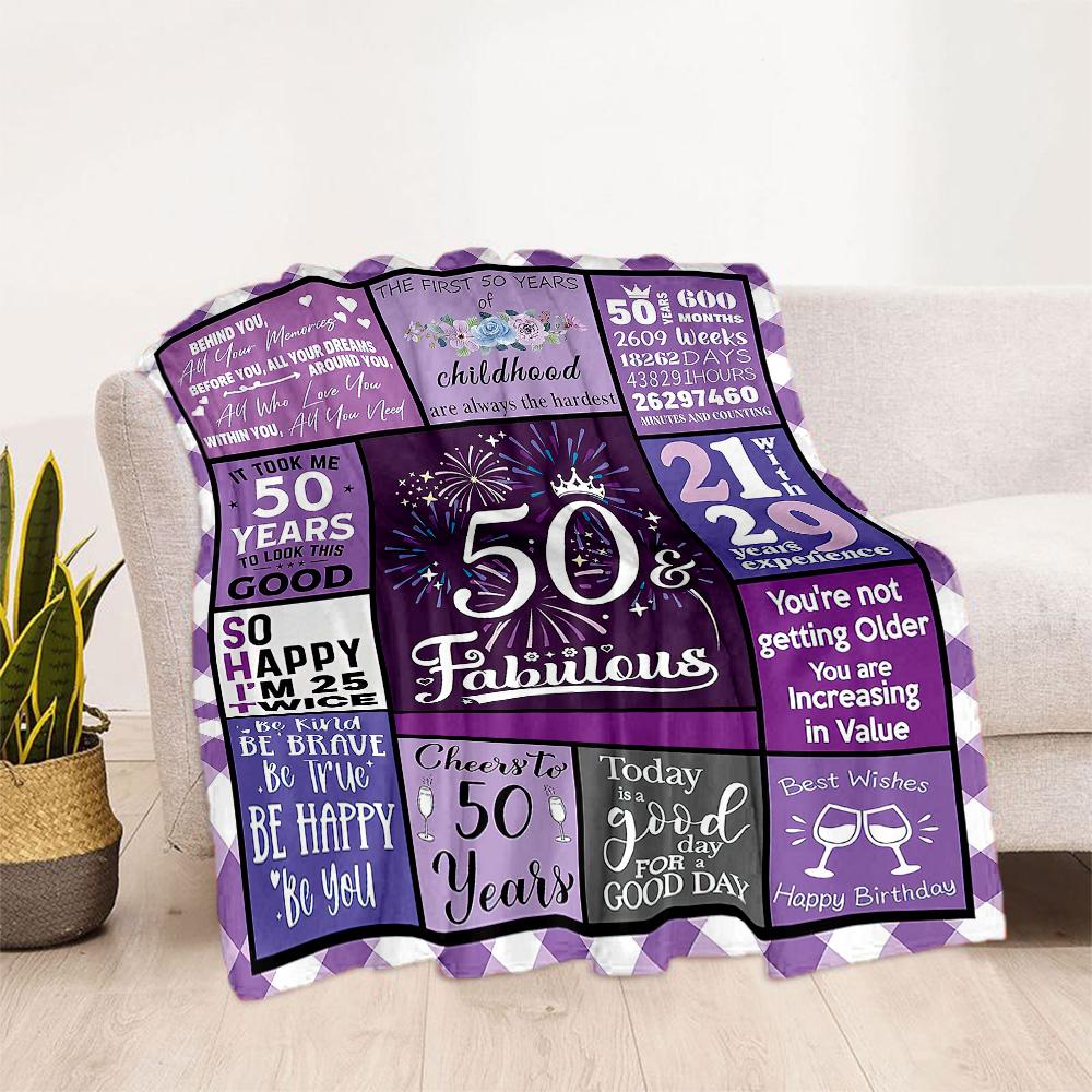 Happy 60th Birthday Floral Blankets Are Suitable for Living Rooms,making Them an Ideal Choice for Outdoor Travel and Gifts.
