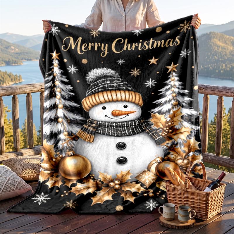Christmas Flannel Throw Blanket Soft Warm Cozy For Sofa Bed Indoor Home Use Great Holiday Gift