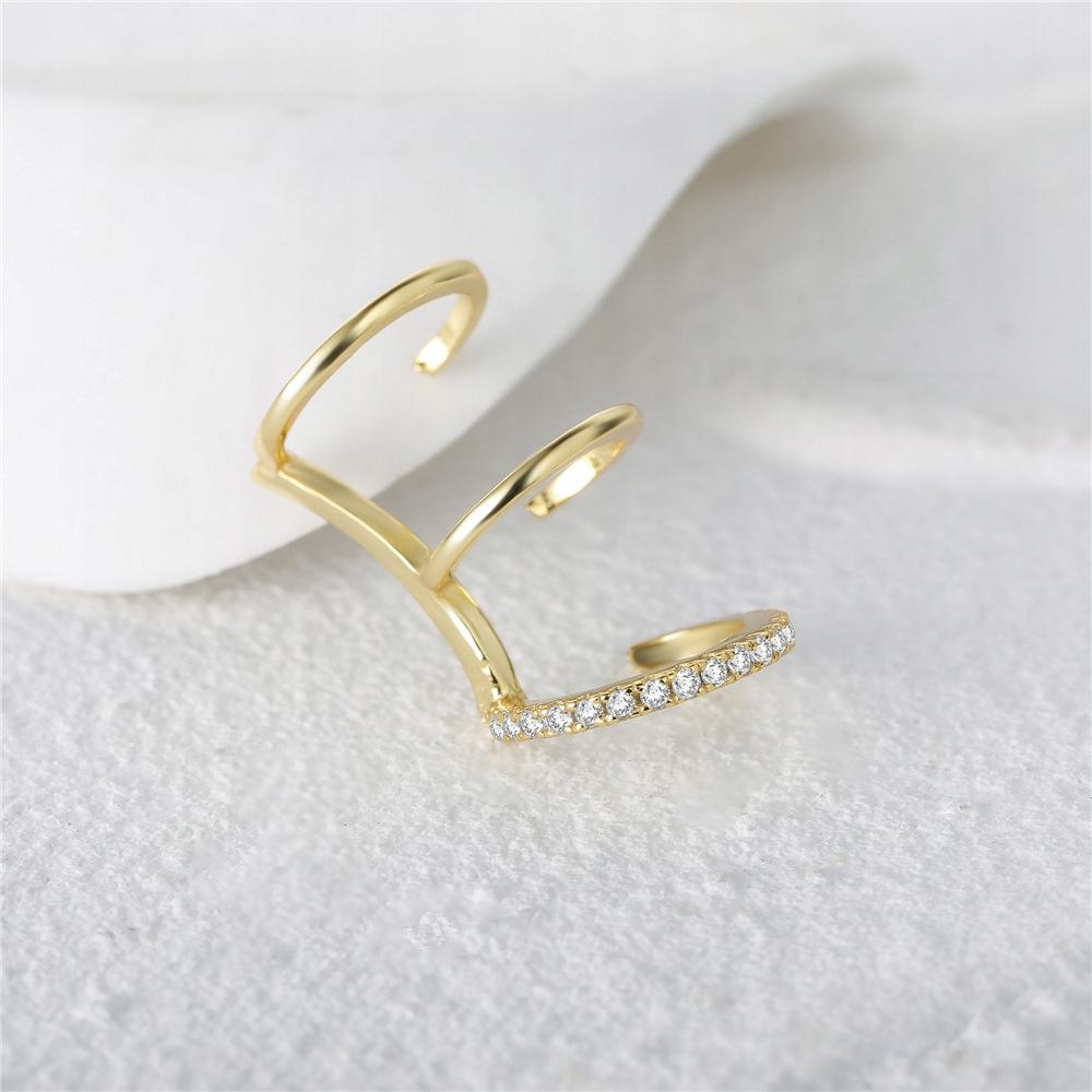Fraise S925 Ear Cuff With Cubic Zirconia, 14K Plated