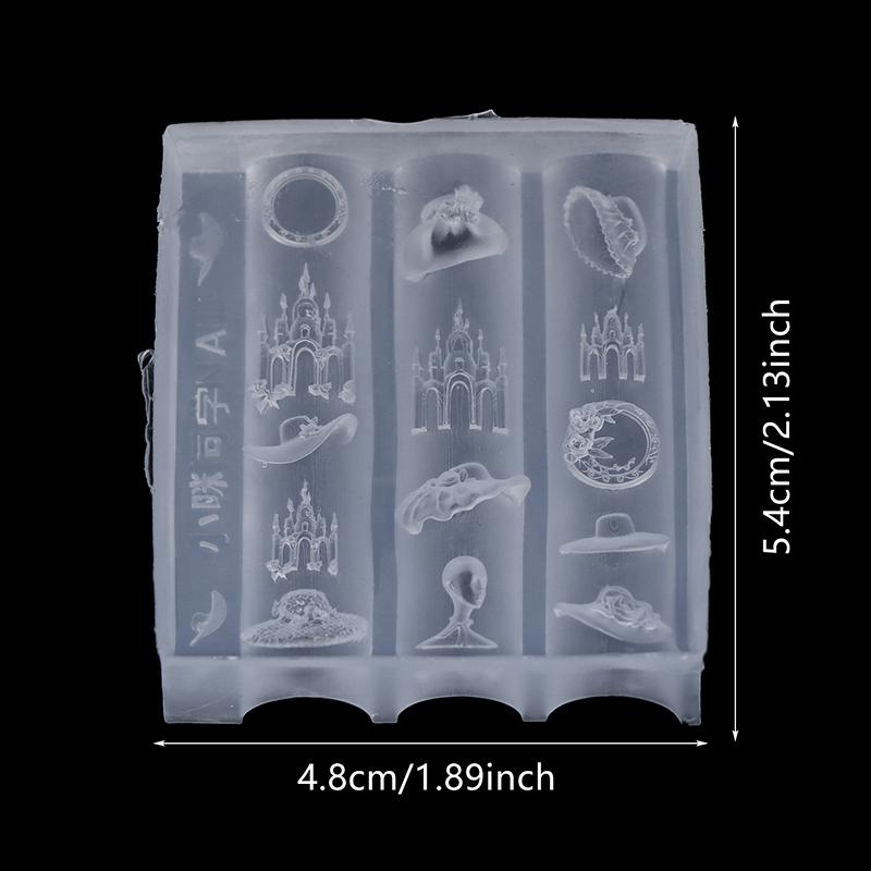 

DIY Transparent Decor 3D Silicone Nail Art Mold European Style Straw Hat Swan Dress Castle Manicure Template