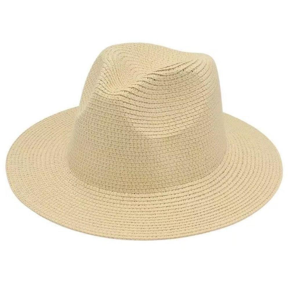 Fashion Solid Color Panama Straw Hat Lightweight UV Protection Wide Brim Sun Hat Breathable Beach Hat Vacation