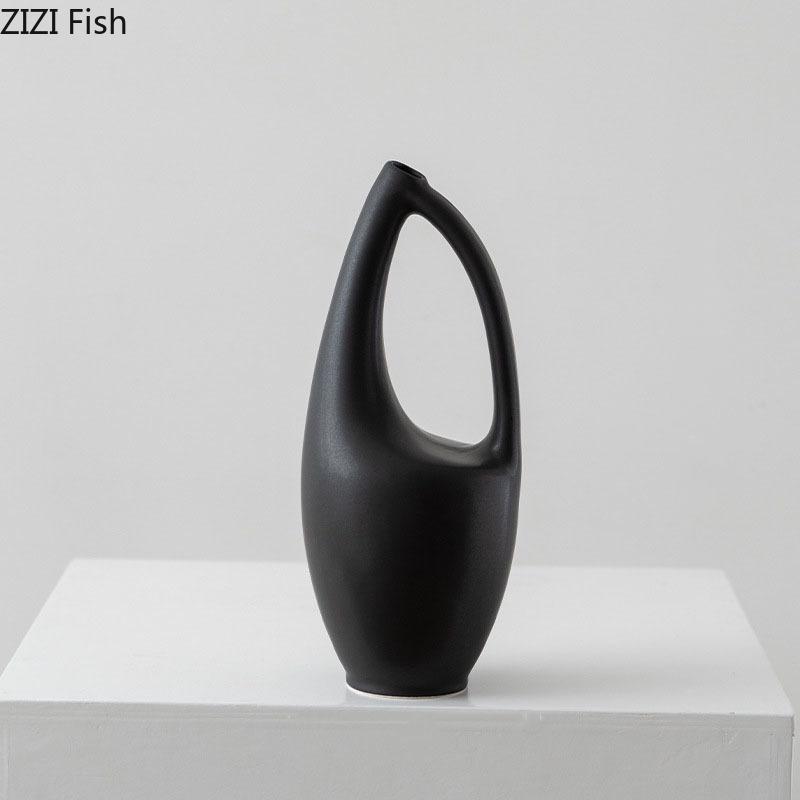 Minimalist Hollow Ceramic Vase Black/white Plant Pots Table Decoration Flowers Arrangement Flower Vase Room Aesthetic Decor