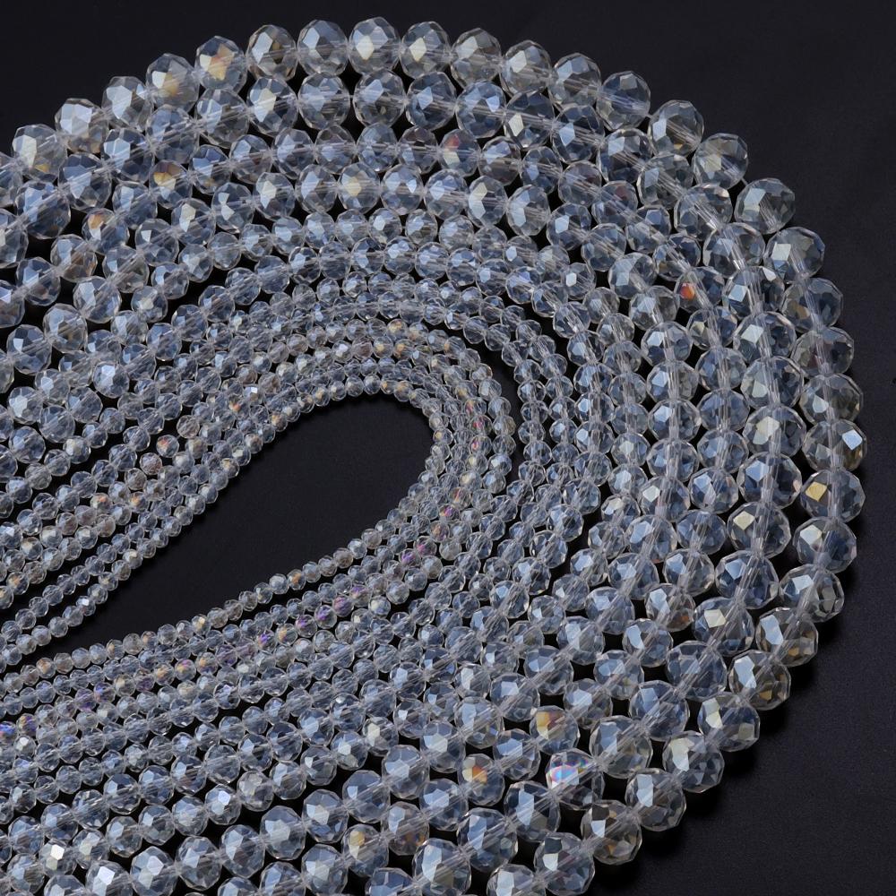 3/4/6/8/10mm Austria Faceted Glass Crystal Beads White Loose Spacer Beads For Jewelry Making DIY Bracelet Necklace Accessories