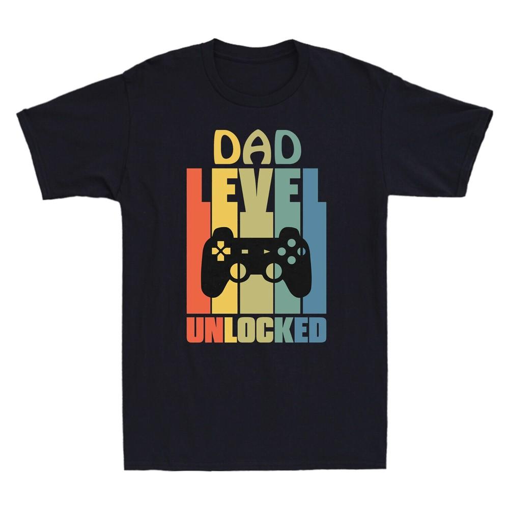 Dad Level Unlocked Funny Pregnancy Announcement Daddy Father Gift Men039;s T-Shirt Unisex T-Shirt L