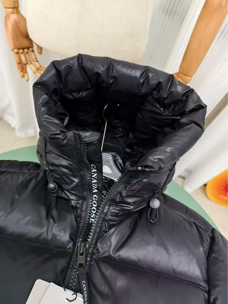 2025 Unisex Canada Goose Błyszcząca Kurtka Puchowa Puffer z Kapturem, Czarna - Ciepła i Luźny Krój
