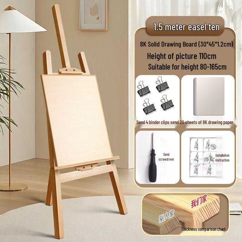 Wooden Tripod Floor Easel for Oil Painting - Foldable Art Student Stand