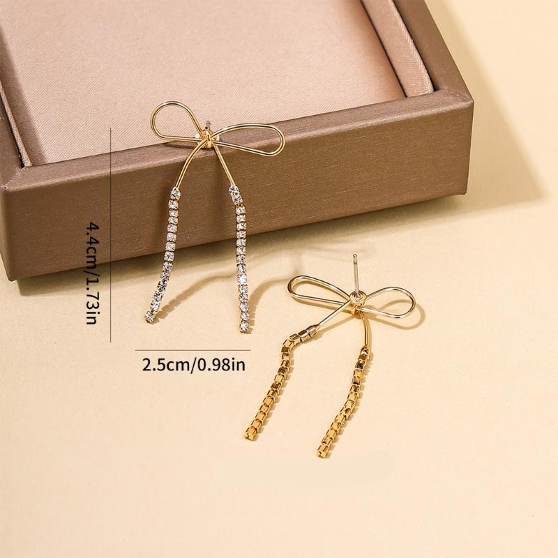 Sparkling Diamond Bowknot Dangle Earrings Sophisticated Diamond Bowknot Earrings Fashionable Ear Hooks Jewelry for Women