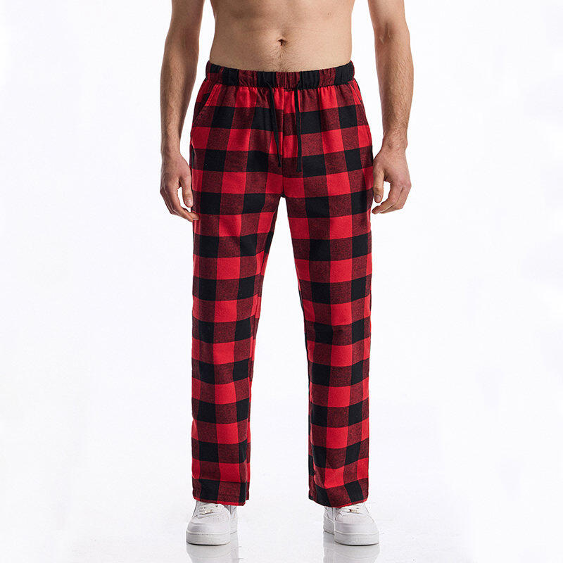 Men's Casual Pants Summer Autumn Checkered Print Pants Loose Fit Elastic Waistband with Drawstring Stylish and Comfortable