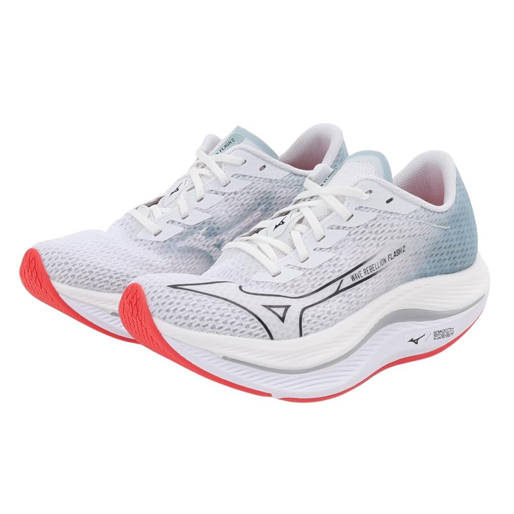 

Mizuno Wave Rebellion Flash 2 Running Thick Size for and Sports Shoes, Lightweight, Responsive, Sole, White/Black/Gray, 23.5 cm, 2E, Jogging,