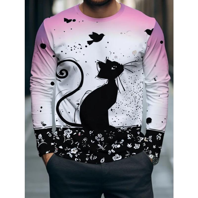 Herren Freizeit-T-Shirt mit langen Ärmeln, modischem Print-Design, ein bequemes und lässiges Oberteil, maschinenwaschbar