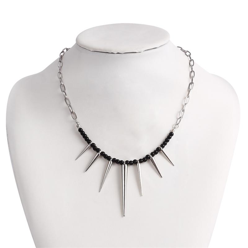 45CM Hip Hop Rivet Necklace For Man Woman Cone Pendant Sweater Chain Choker Jewelry Punk Male Cool Accessories