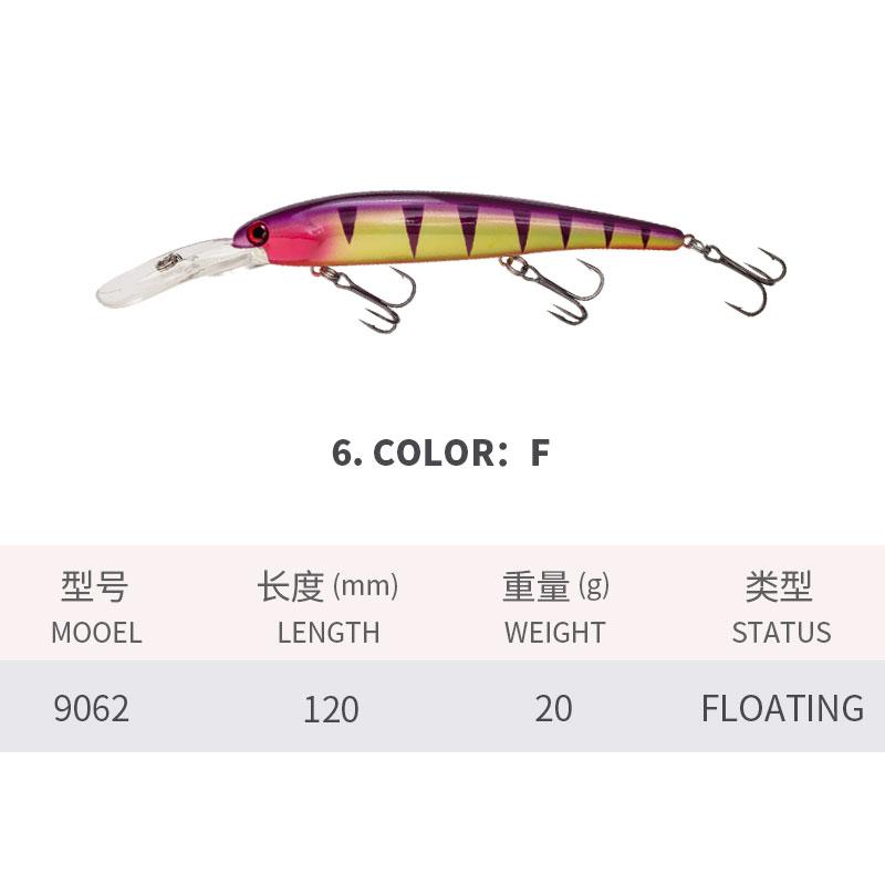 120MM/20G Road Lure Long Tongue Minnow Diving Imitation Fake Bait Freshwater Sea Fishing Warp Bass Fishing Lure Sea Bass Road