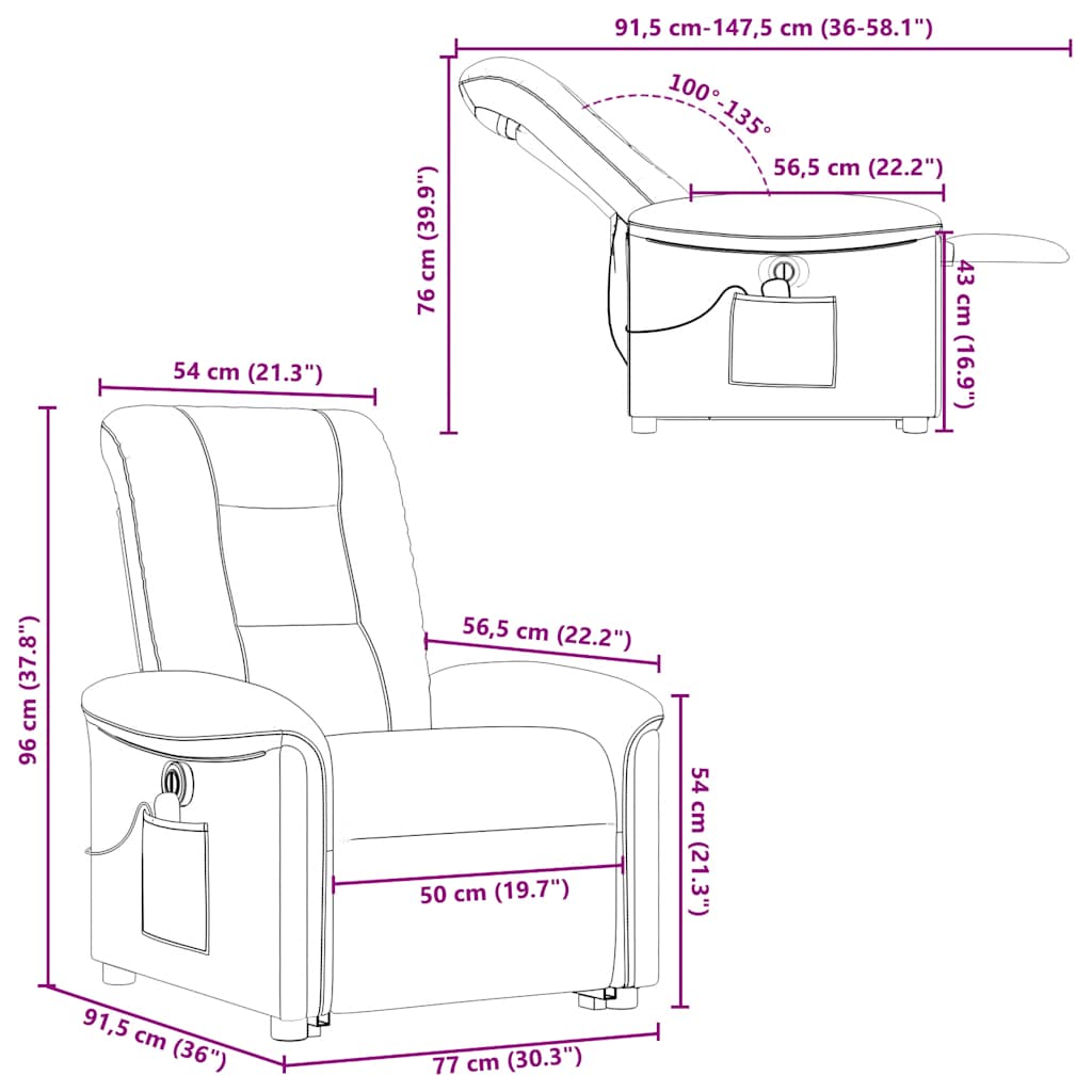 Electric Massage Recliner with Rising Function Dark Green Fabric