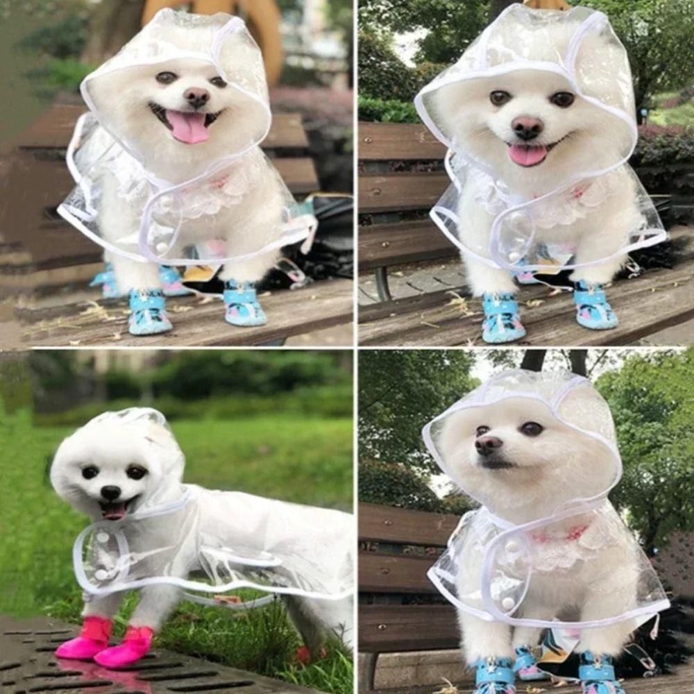 Waterproof Pet Rain Jacket Lightweight Pet Rain Poncho Transparent Dog Raincoat  Rainning Days
