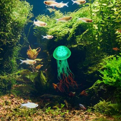 Glowing Artificial Jellyfish Decoration Silicone Aquarium Ornament Wear-Resistant Fish Tank Decor Vivid Aquarium Supply