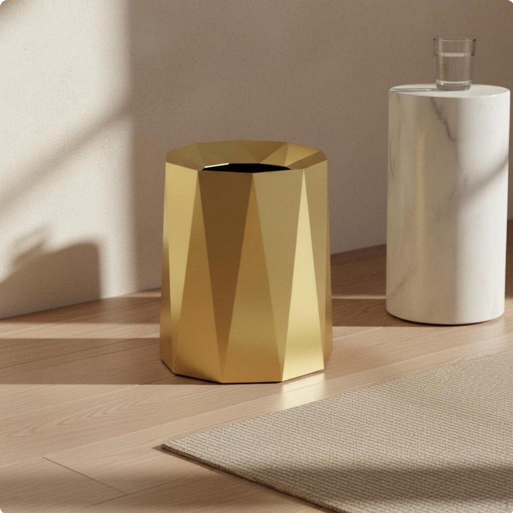 Modern Decorative Garbage Bin Nordic Design Double Layer Trash Can Large Capacity Geometric