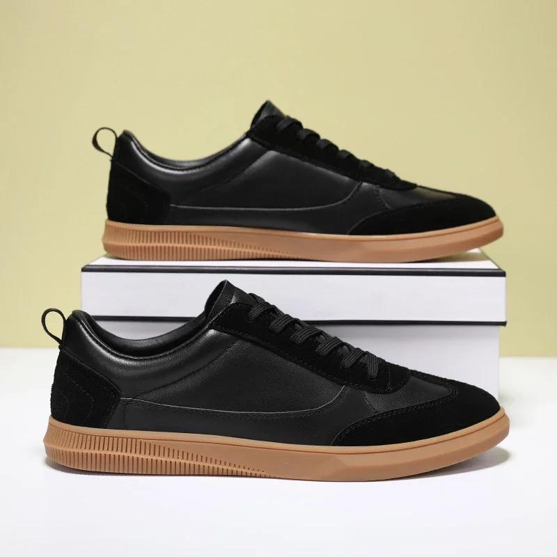 Fashion Luxury Brand Men's Casual Shoes Black Sneakers Genuine Leather Comforthable Mens Casual Shoes Tenis Masculino Outdoor Footwear