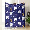 Cute Dental Care Pattern Design Patterned blanket, flannel, suitable for all seasons, home decor, warm and cozy