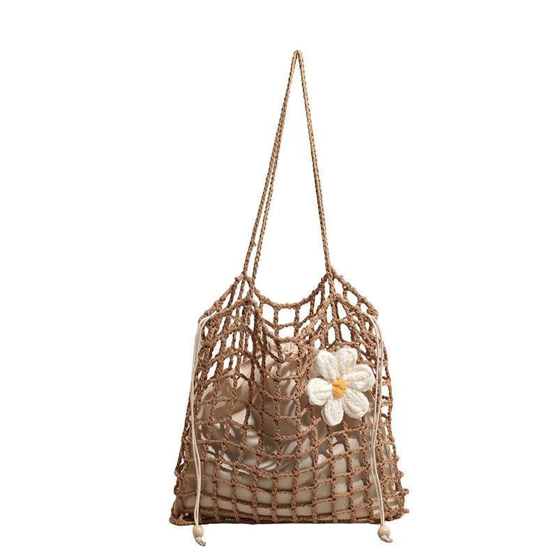 Stylish Woven Mesh Shoulder Bag For Summer Beach Vacation And Casual Outings