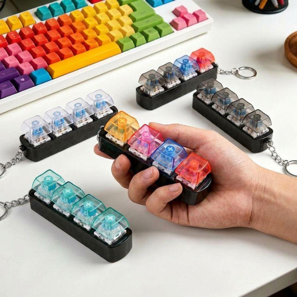 Transparent Mechanical Switch Keyboard 4 Keys Keyboard Fidget Clicker  Portable
