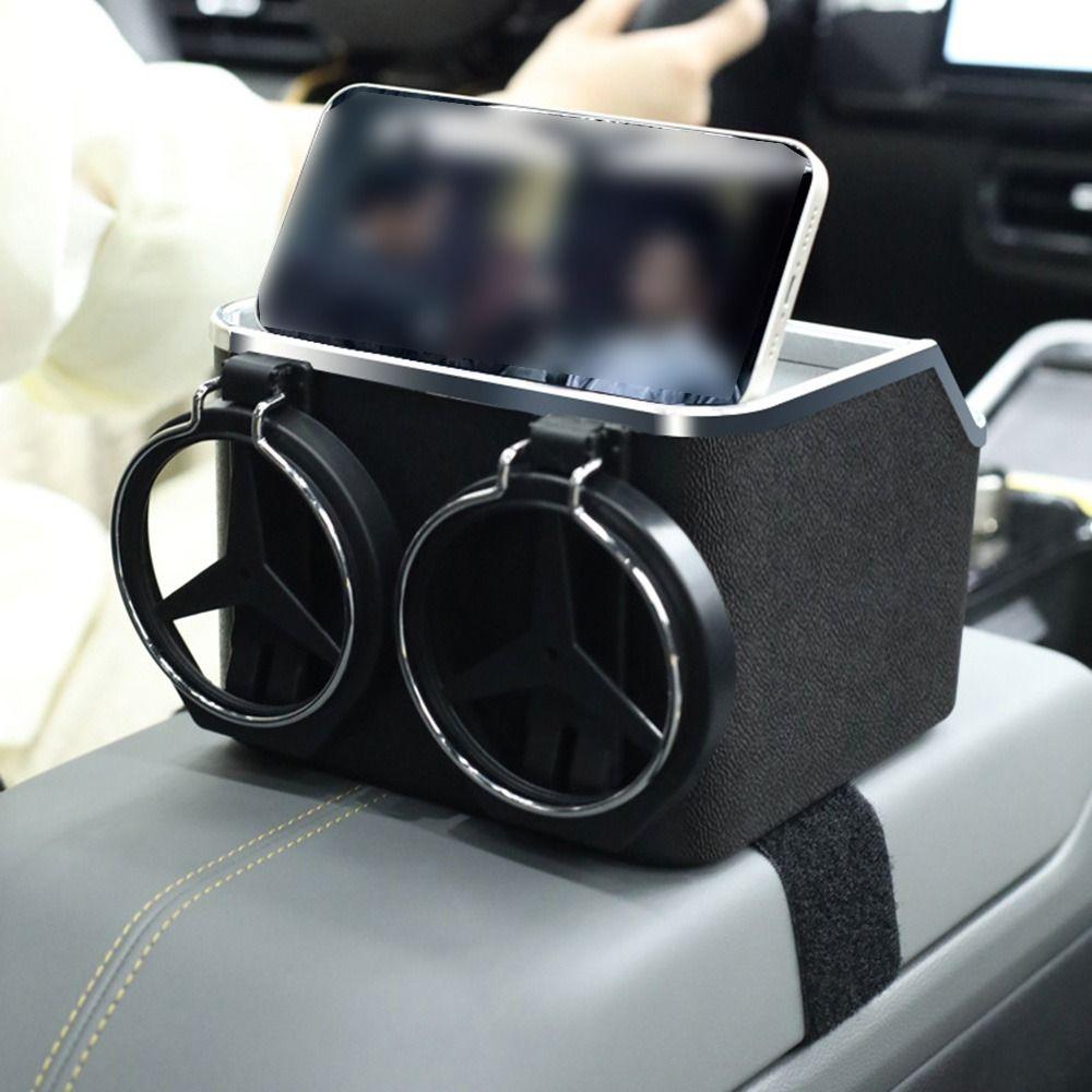 Waterproof Car Armrest Storage Box Phone Stand Car Armrest Cup Holder Tray  Interior