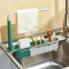 Organisateur de cuisine télescopique sur évier avec porte-serviettes, panier de vidange mince extensible pour salle de bain à domicile