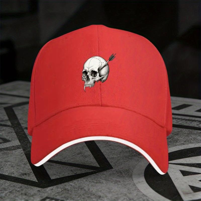 Skull and Arrow Graphic Baseball Cap Vampire Fang Style Street Adjustable Polyester Baseball Hat
