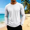 Maglia da uomo a maniche lunghe, girocollo, traspirante, fresca, atletica, per allenamento e uso casual