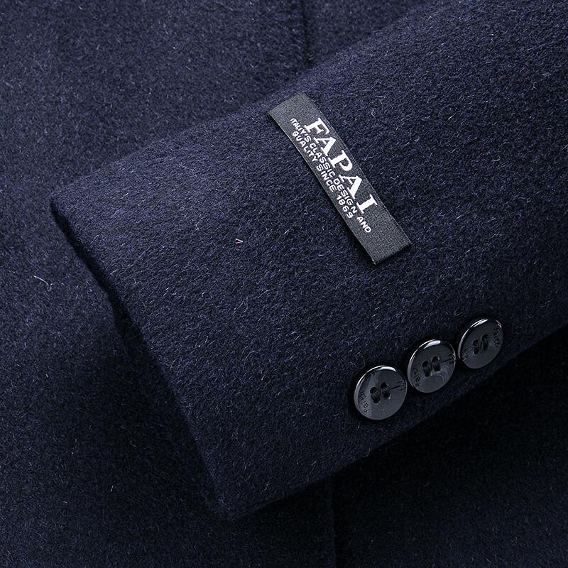 FAPAI Men's 88% Wool Blend Single-Breasted Mid-Length Coat