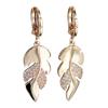 Fashion Long Leaf Set Round Zirconia Earrings for Women