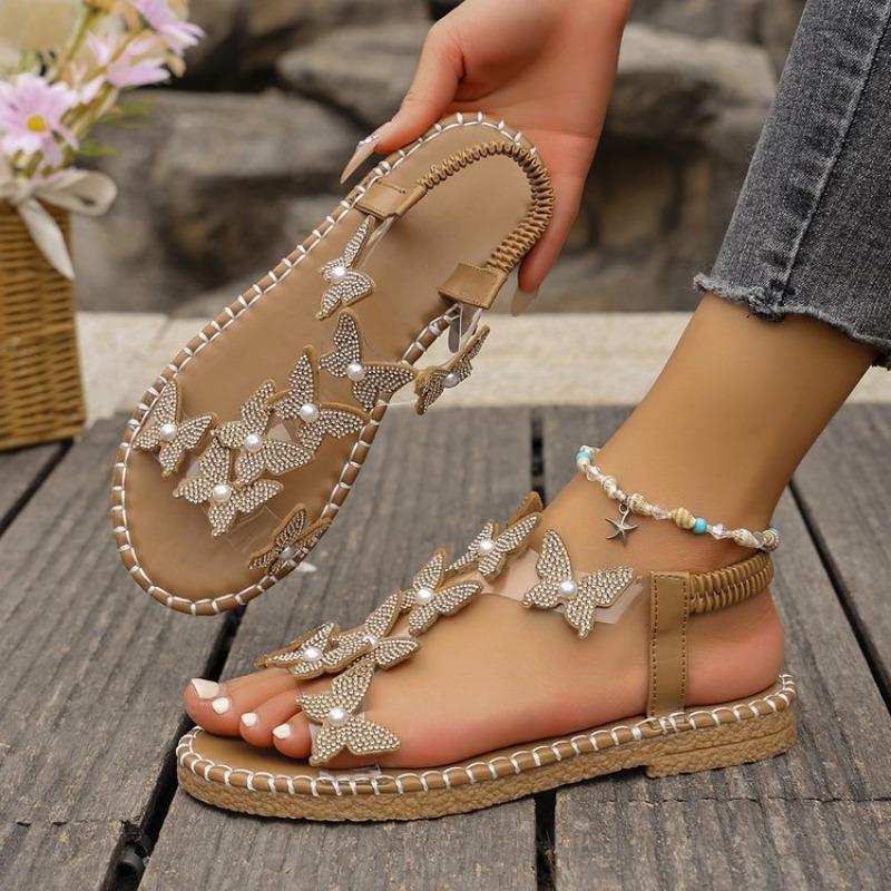 

Large size low heel fashion sandals women s summer new butterfly sandals are popular 42 шоколадный