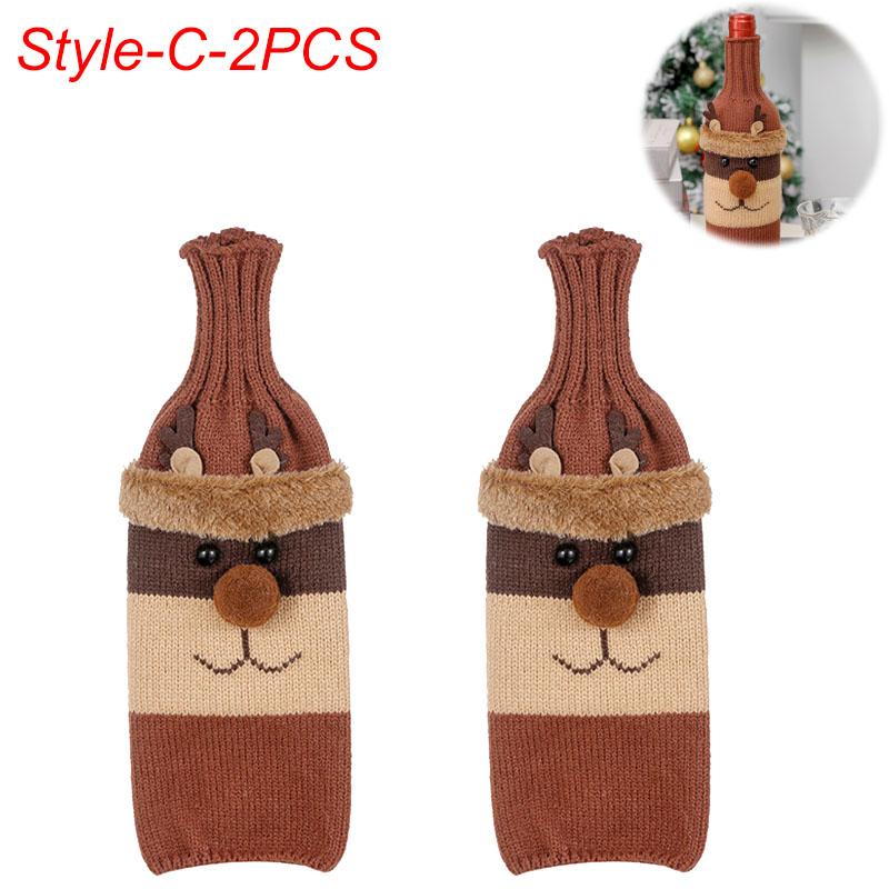 Vánoční sada obalů na láhve Santa Sněhulák Tkané sáčky na láhve na vánoční večírek Dekorace jídelního stolu Novoroční dárky