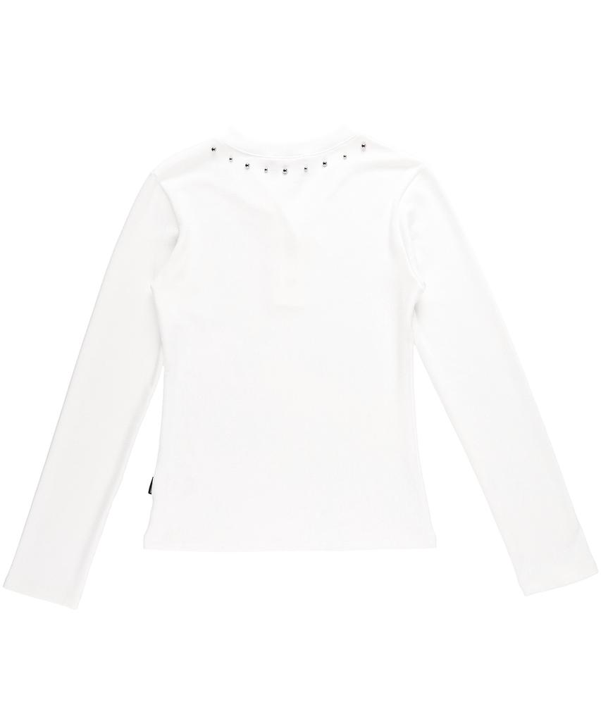 Bonbaihan Stud Neckline Long Sleeve White