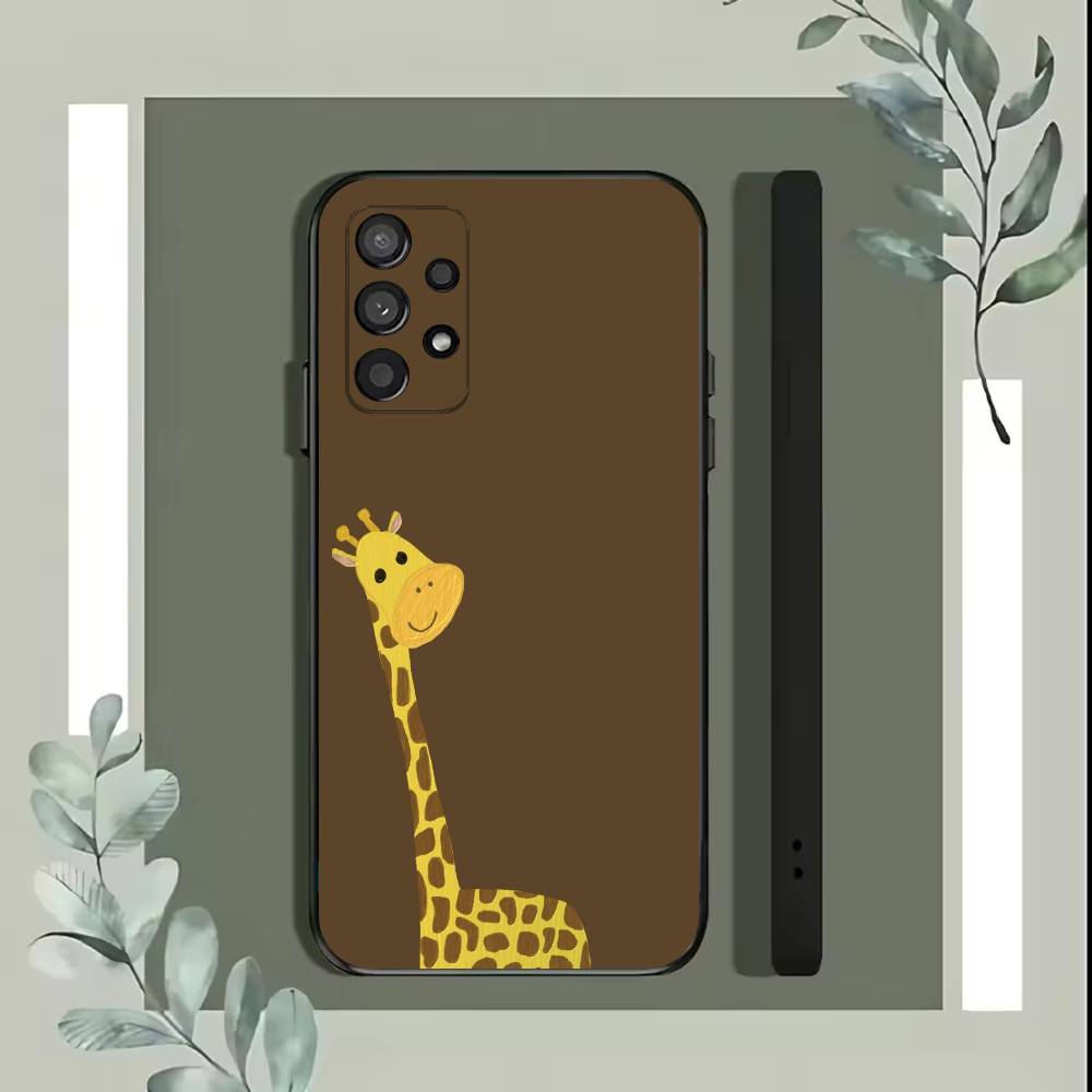 Striped Background Giraffe  Phone Case For Samsung S25,S24,S21,S22,S23,S30,Ultra,S20,Plus,Fe,Lite,5G Black Cover