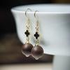 Indonesian Kalimantan Agarwood Earrings: 12mm Grade, 925 Sterling Silver, Gold Plated Studs